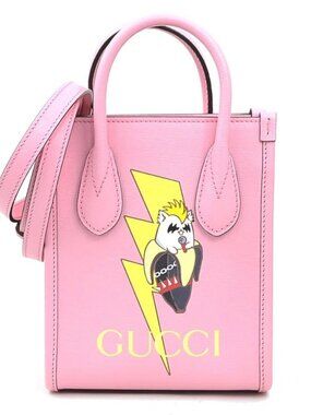 Auth GUCCI Handbag Shoulder Bag Pink/Yellow Leather - r10639a